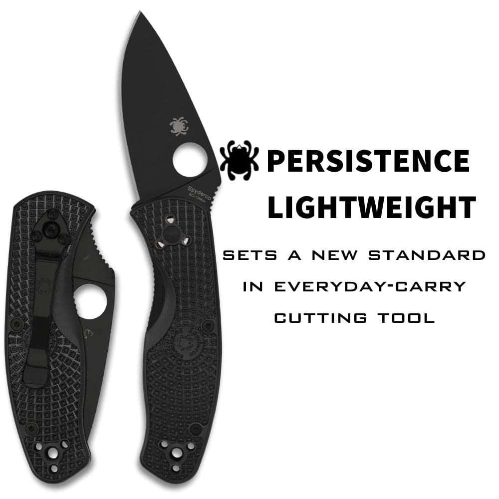 Spyderco C136PBBK Black Plain Edge Clip Point Stainless Steel Folding Knife