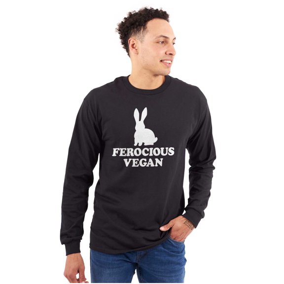 Ferocious Vegan Herbivore Bunny Plus Size Long Sleeve Graphic Tee Shirt Brisco Brands 2X