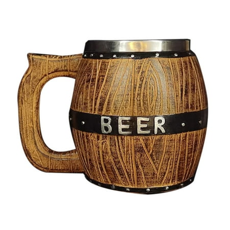 

Oak Barrel Style Beer Mug Simulation Wooden Barrel Beer Cup Double