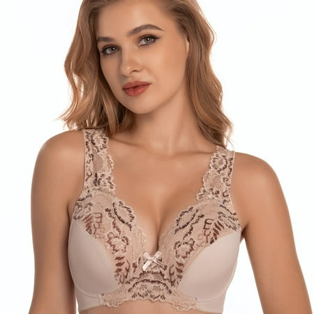 

Sexy Breathable Lace Panel Print Wide Straps Push Up Bra Comfortable Slight Stretch Bra Women‘s Lingerie & Underwear