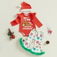 thumbnail image 2 of My First Christmas Baby Girls Outfits Romper +Fur Trim Flare Pants +Santa Hats Set Newborn Fall Winter Xmas Holiday Clothes, 2 of 8