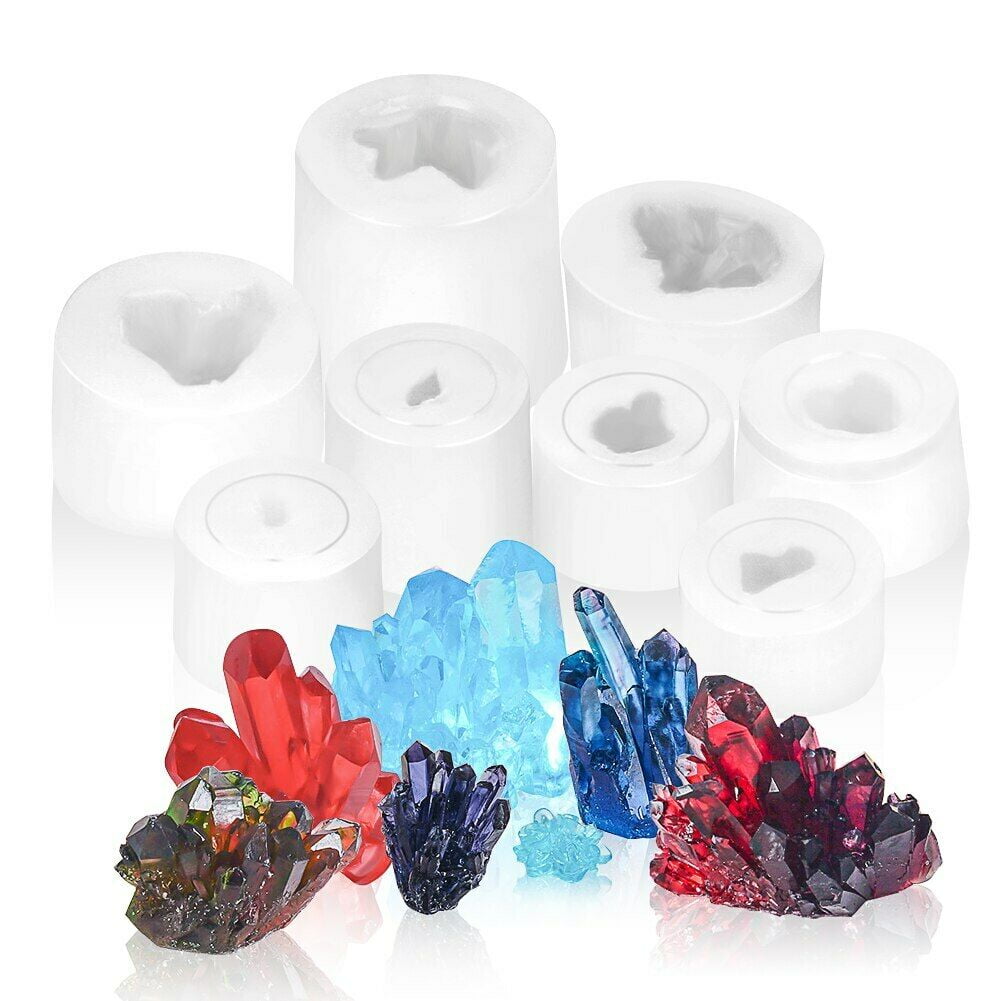 Number-one 8Pcs Silicone DIY Crystal Cluster Shape Mold Epoxy Resin Mould Handmade Craft