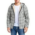 thumbnail image 4 of Xyxonk Men's Flannel Jacket Zip Up Fleece Hoodies Casual Plaid Coat with Pokect Winter Warm Sherpa Lined Sweatshirt,Light Gray S, 4 of 4
