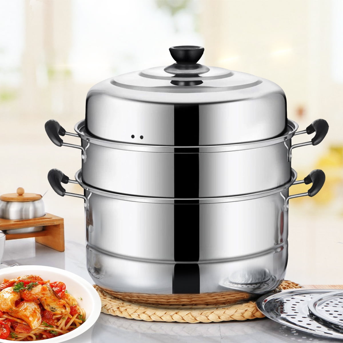 3-Layer Steamer Pot, Steel Steamer,Stainless Steel Cookware Steamer Pot Stainless Steel Pot With Steamer