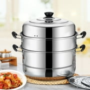 3 Tier Hot Pot Steamer Cookware Stainless Steel Pot Steam Cooking Cooker Kitchen