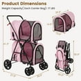 thumbnail image 2 of Infans 4-in-1 Double Pet Stroller w/ Detachable Carrier Travel Carriage for Cats Pink, 2 of 7