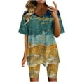 thumbnail image 2 of Ensembles Courts Femmes 2 Pcs Tenues Vacances Mode Femmes Blouse Col en V Manches Courtes Hauts Shorts Ensemble Décontracté Tenues pour Femmes 2 Pcs en Liquidation, 2 of 4