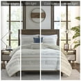 thumbnail image 3 of 5 Piece Printed Seersucker Comforter Set with Throw Pillows Taupe/Blue King/Cal King, 3 of 4