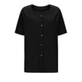 thumbnail image 6 of Taqqpue Womens Short Sleeve Linen Shirts Crew Neck Button Down T Shirt Loose Fit Plus Size Cap Sleeve Tops for Women, 6 of 8
