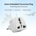thumbnail image 2 of Tignapoo Universal Swiss Plug Adapter - 3-Socket Embedded Oval Design, White Conversion Socket for Global Compatibility, ABS Material, 250V, 10/16A, Compact Size 6x3.6cm, 2 of 6