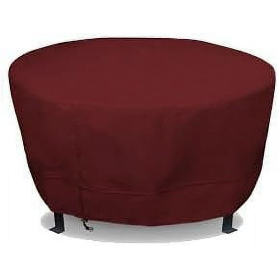 Eevelle Meridian Patio Round Table Cover with Marine Grade Fabric Waterproof Outdoor Firepit Cover - 600D Furniture Set Covers for Dining Table - Easy to Install - 25.5"H x 44"D, Burgundy