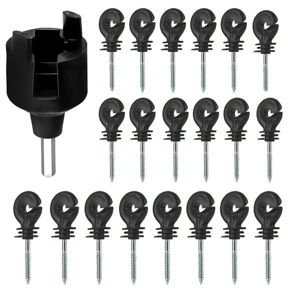 Warkul Electric Fence Insulator Screws Fence Ring Post Self-Tapping Insulator Labor-Saving Wood Post Insulator Grid System Accessories