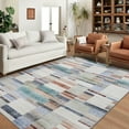 thumbnail image 1 of Hasoo 9' x 12' Large Area Rug for Living Room Bedroom Geometric Abstract Rug Indoor Modern Color-Block Rug Low Pile Non-Slip Carpet, Red Multi, 1 of 7
