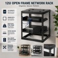 Network Rack, 12U Open Frame, 23 in Depth, 4 Post Server Rack, Wall ...