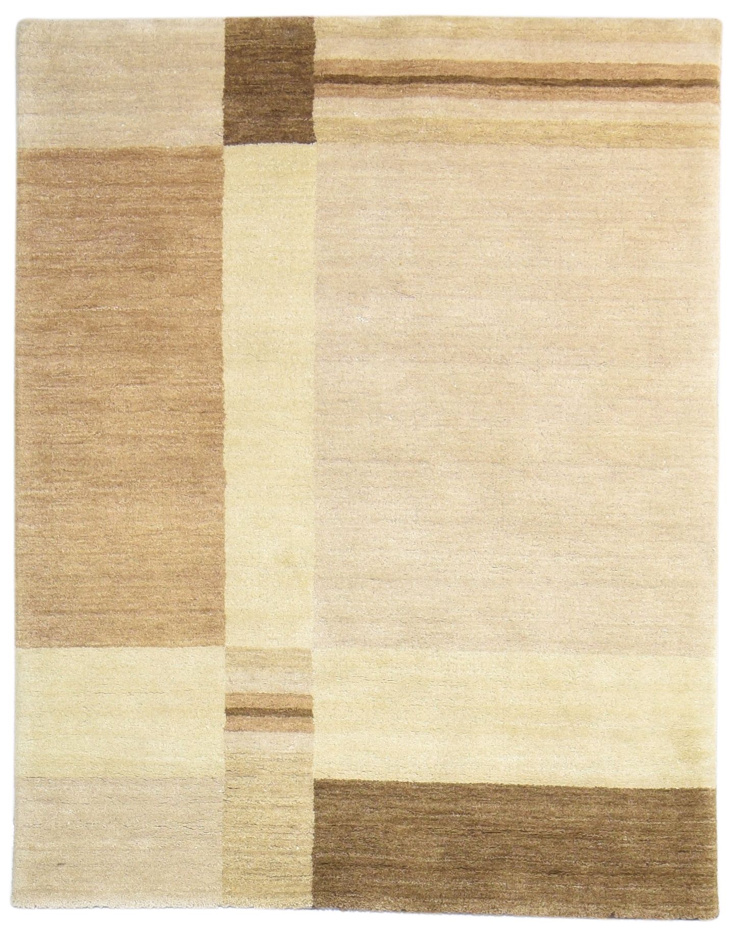 Handloom Beige Wool Rug 4' X 5' Modern Scandinavian Geometric Room Size ...