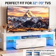 thumbnail image 3 of PAPROOS TV Stand for TVs up to 70", High Gloss TV Cabinet with LED Light, Modern TV Console Table with Storage Drawers, Media Television Stand Entertainment Center, White, 3 of 8