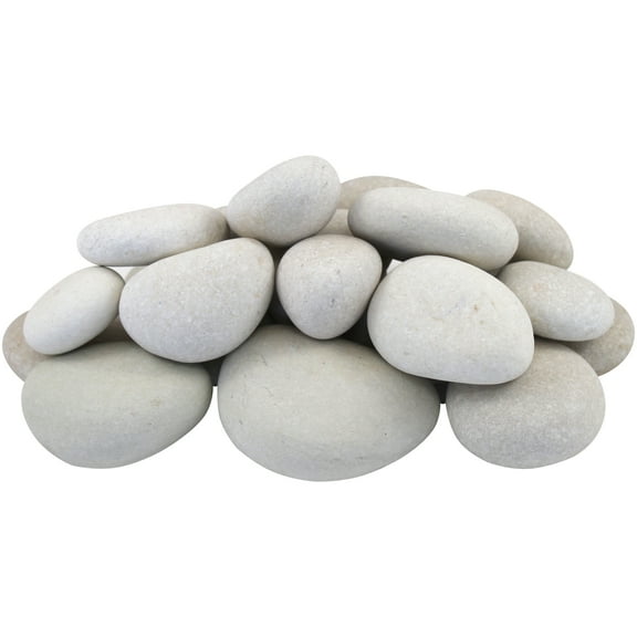 Rainforest Outdoor Decorative Natural Stone, Caribbean Beach Pebbles, White, 1-2", 2200lbs.