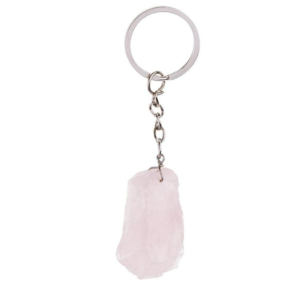 Colgante de llave con piedra preciosa de cristal rosa Rosado