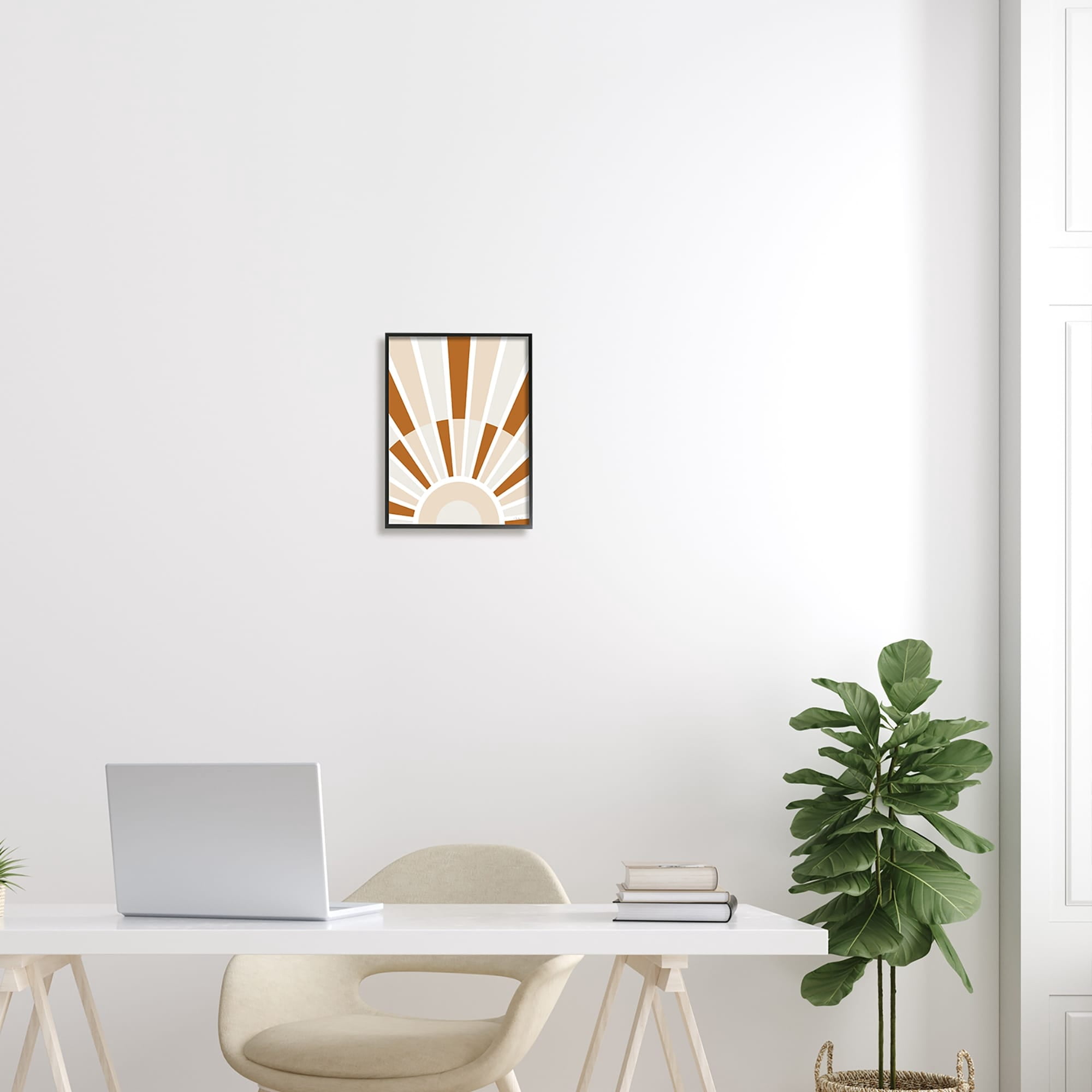 Stupell Industries Abstract Sun on Horizon Alternating Stripes Earth Tones Graphic Art Black Framed Art Print Wall Art, Design by Martina Pavlova