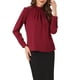 thumbnail image 4 of BLUSA DE CHIFFON CON CUELLO ALTO INSPIRADA EN CHIC OTOÑO INVIERNO PARA MUJER, CAMISA DE TRABAJO CASUAL DE LARGA MANGA, TAMAÑO L, ROJO OSCURO, 4 of 6
