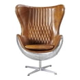 thumbnail image 2 of Crafters and Weavers Cruz Leather & Metal Spitfire Shell Egg Chair in Brown, 2 of 3