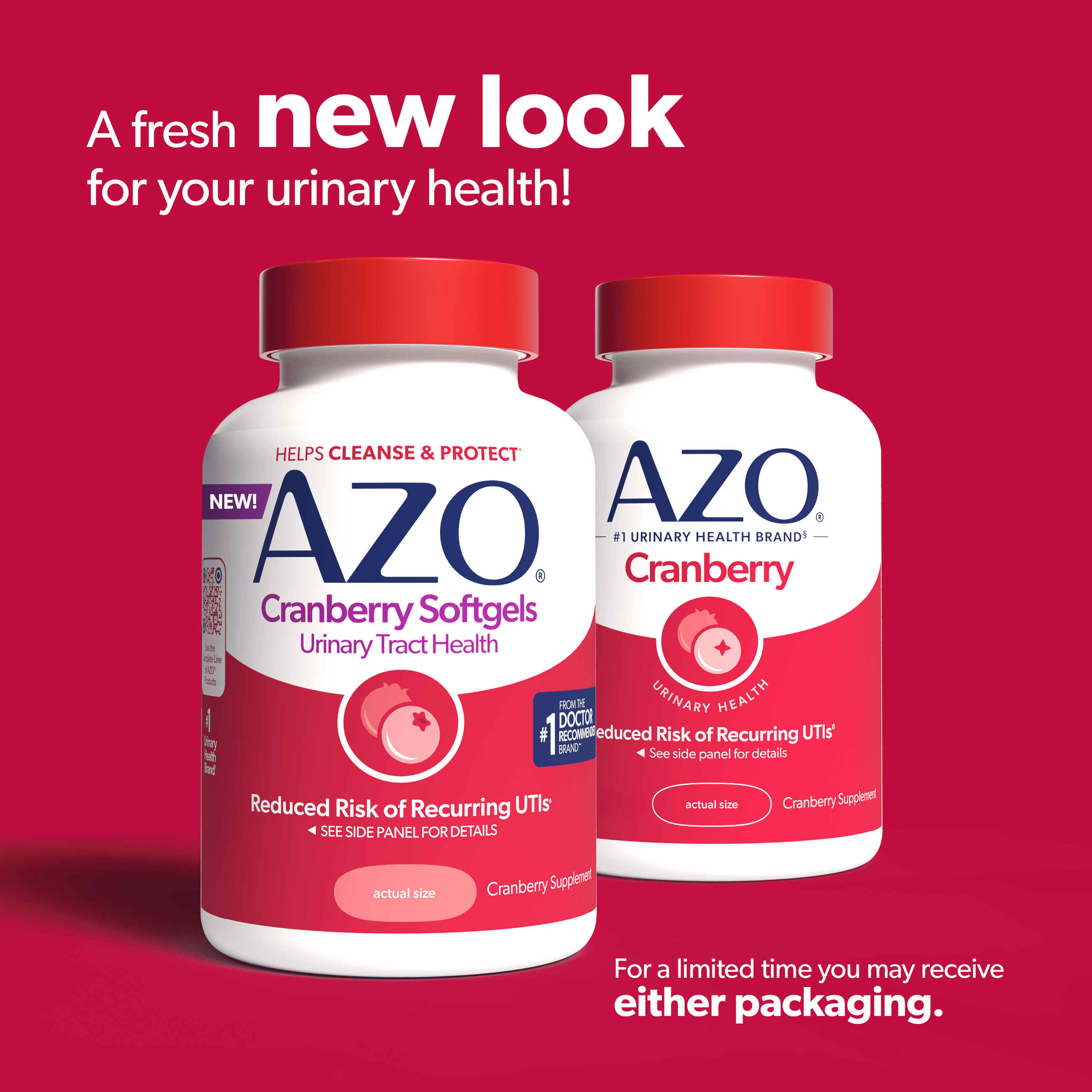 AZO Cranberry Urinary Tract Health Supplement, Helps Cleanse & Protect for Reduced UTIs, 100 Count