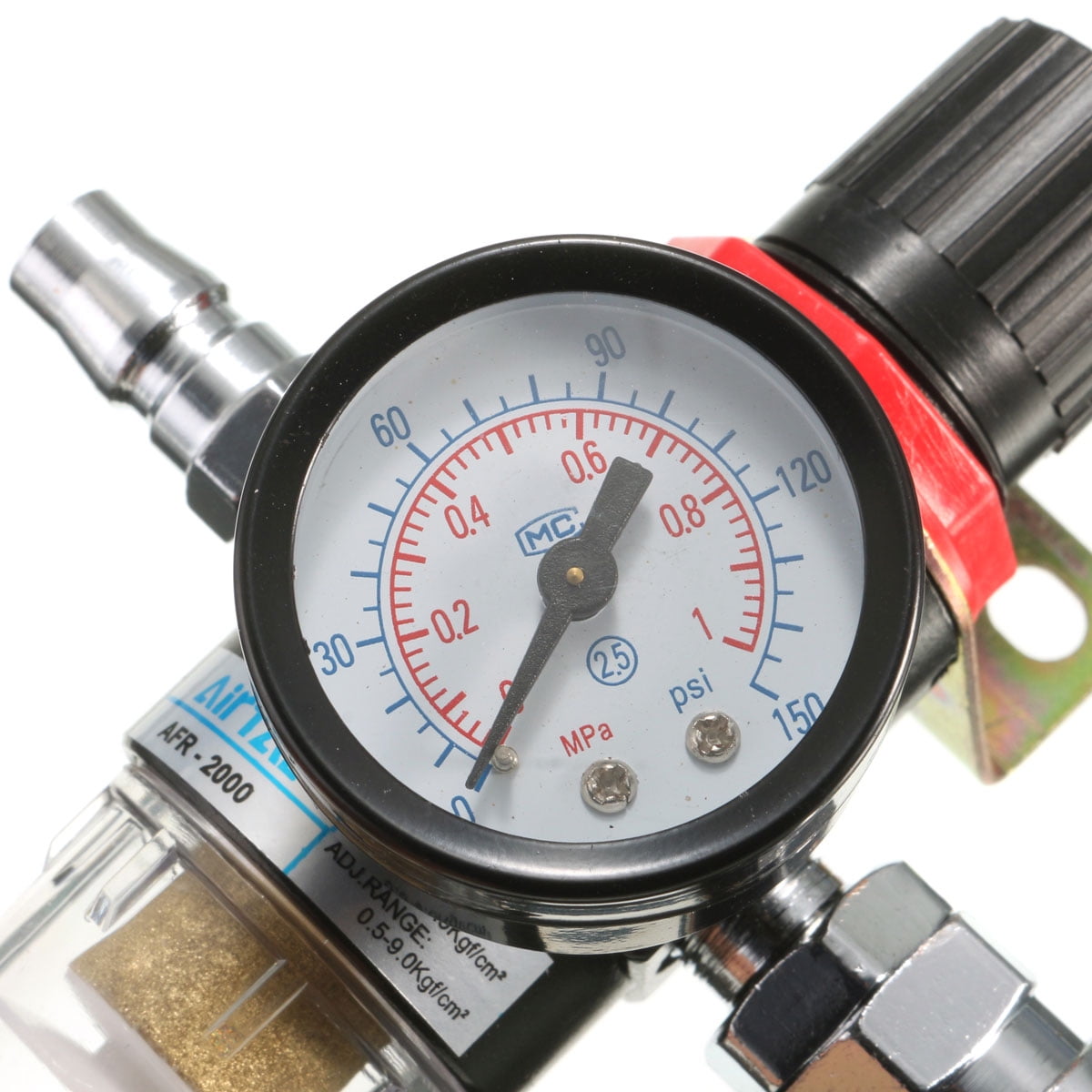 130PSI Air Compressor Filter Water Separator Trap Tools With Regulator Gauge 