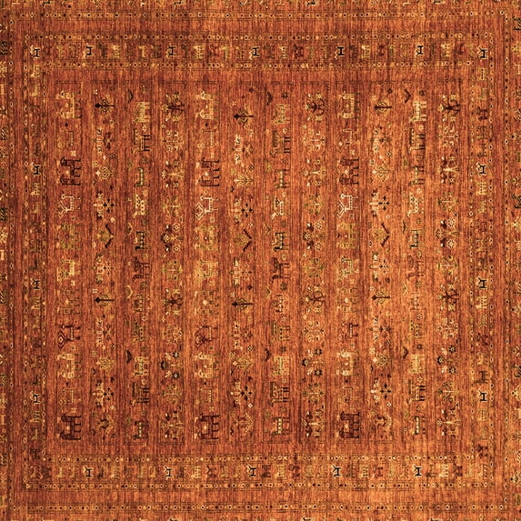 Ahgly Company Indoor Square Abstract Orange Modern Area Rugs, 3' Square
