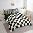 thumbnail image 3 of Manfei Geometric Grid Bedding Twin Size,Minimalism Aesthetic Comforter Sets with Sheets,Black Beige Lightweight Bedroom Decoration Reversible,7pcs, 3 of 7