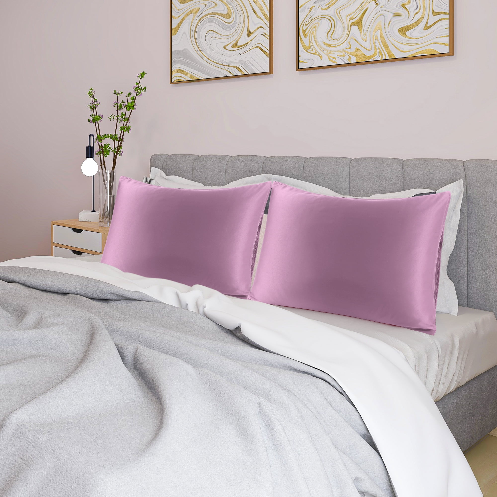 Unique Bargains 4 Pack Satin Pillowcases for Hair and Skin, Mauve King