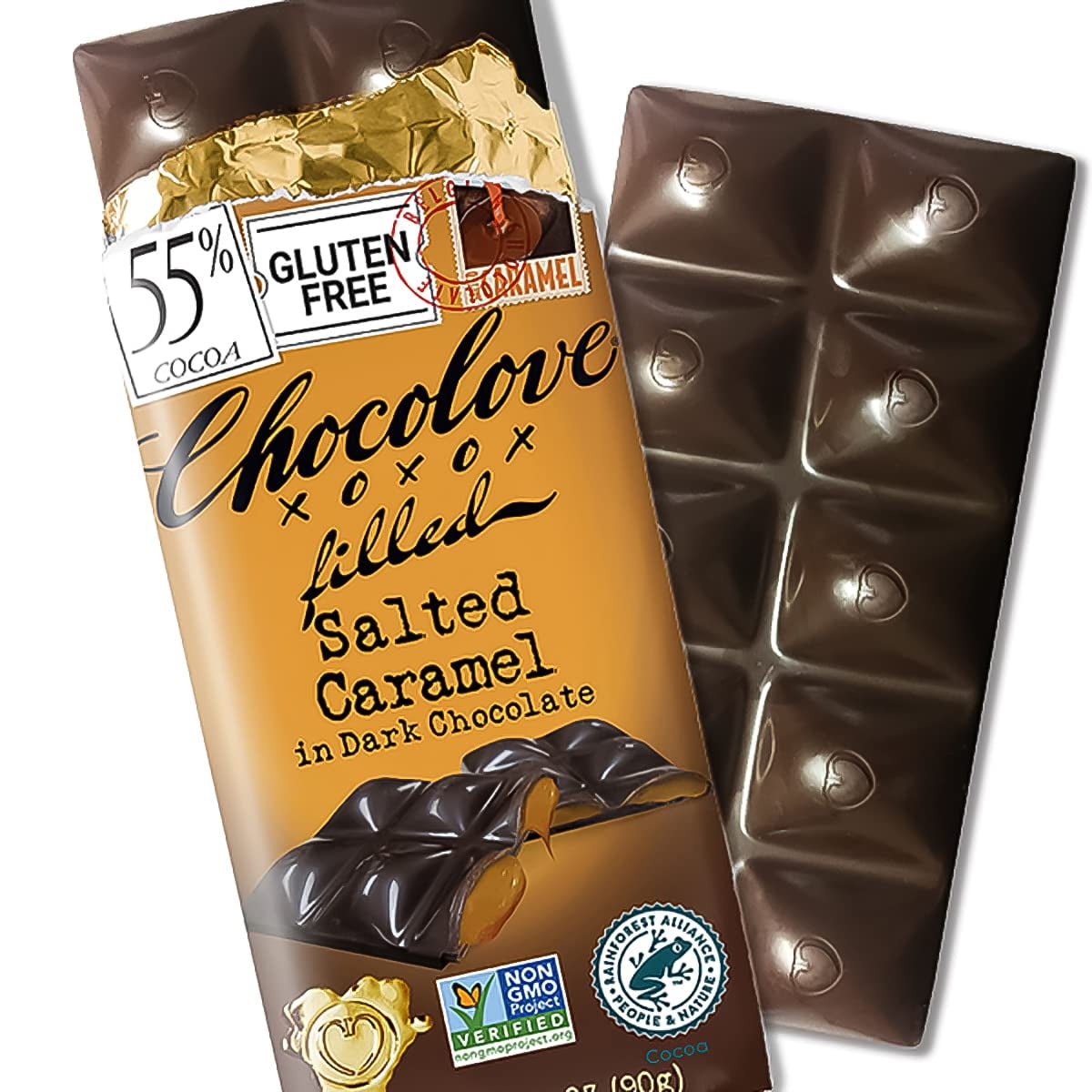 Pack of 10, Chocolove Salted Caramel in Dark Chocolate, 3.2 oz