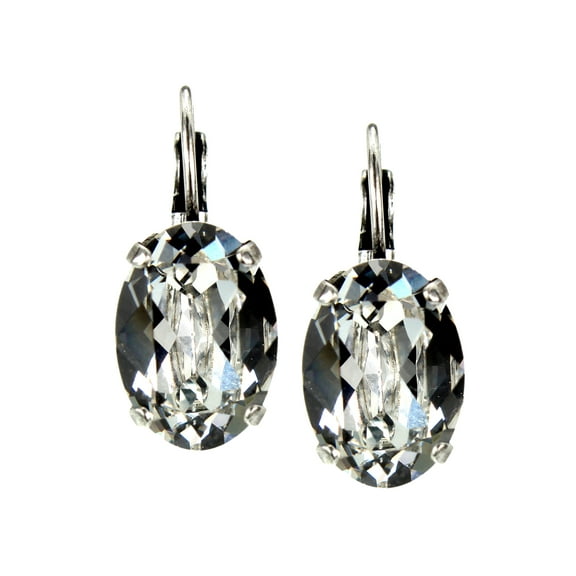 Swarovski Crystal Oval 14mm by 10mm Nickel Free Leverback Earrings