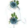 thumbnail image 4 of Raindrops Elegant Corsage and Boutonniere Set Plastic Sky-Blue Weddings 1 Set, 4 of 6
