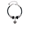 thumbnail image 2 of Delight Jewelry Silvertone Soccer ball Best Friend Celtic Knot Leather Bead Bracelet, 7"+2" Extender, 2 of 4