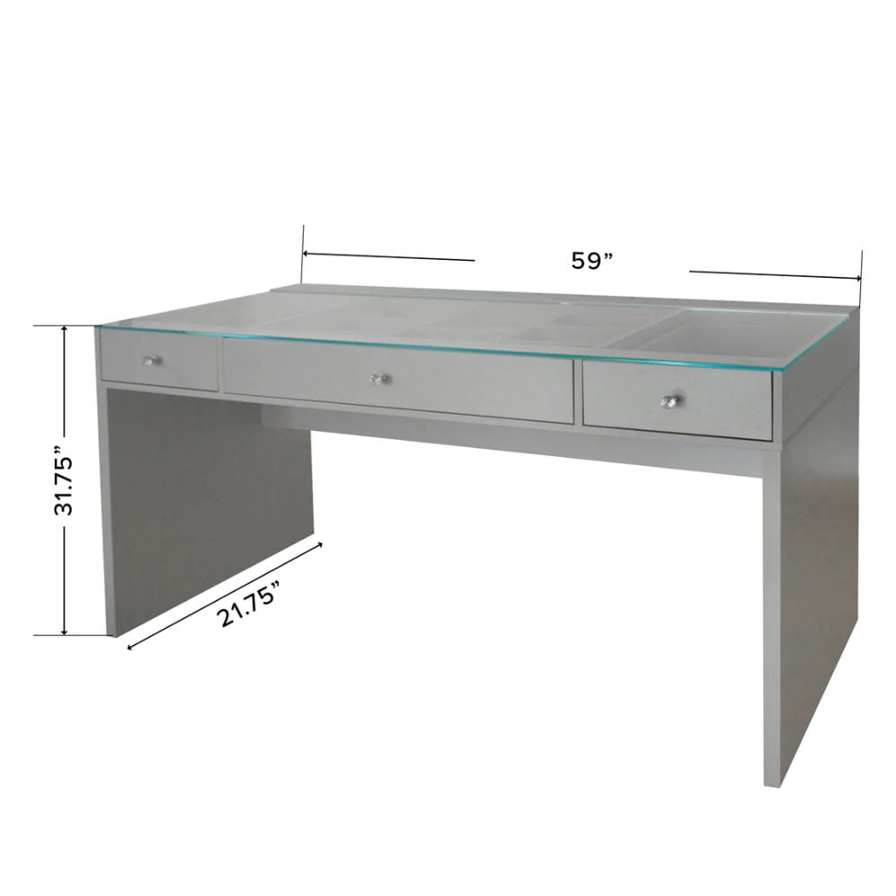 Impressions Vanity SlayStation Naomi Vanity Desk with 3 Drawers, 2 Layers of Preset Dividers (Pink)