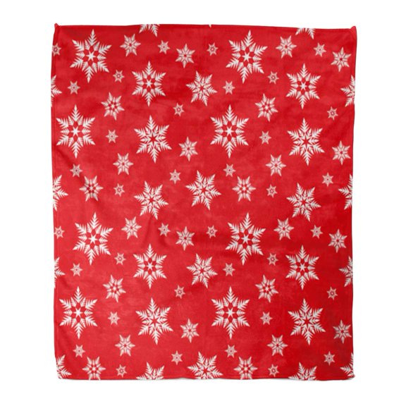 SIDONKU Throw Blanket 58x80 Inches White Snowflakes Snow on Red Winter Christmas Pattern Raster Copy Warm Flannel Soft Blanket for Couch Sofa Bed