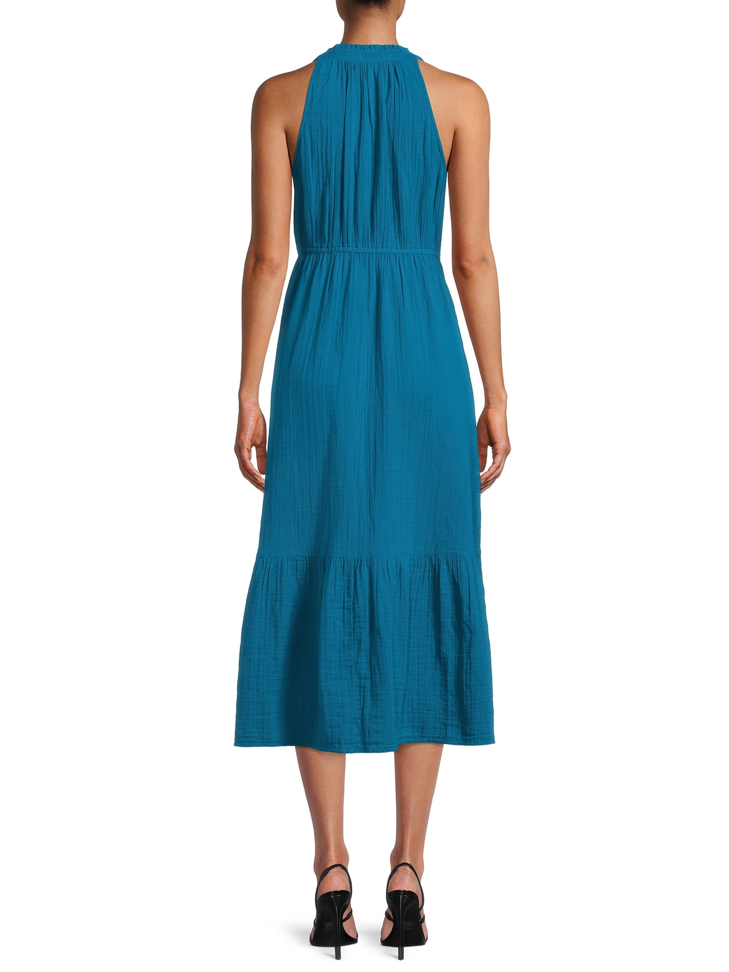 Time and Tru Women's Sleeveless Double Cloth Midi Dress