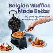 Chefman Flip Belgian Waffle Maker w/ Non Stick Plates, Adjustable Timer - Black