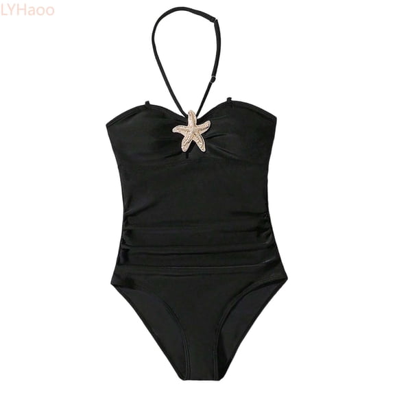 LYHaoo Girls Beachwear Swimsuit For Girls With Cute Solid Color Swimwear For Tween Girls With Comfort Fit,Girls One-Piece Swimwear 11-12 Years