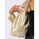 thumbnail image 5 of CHAQUETA DE MUJER INSPIRE CHIC DE CUERO SINTÉTICO, CORTA, SIN COLLAR, ABIERTO EN FRONTAL, CHAQUETAS DE MOTO BIKER M, ORO, 5 of 6