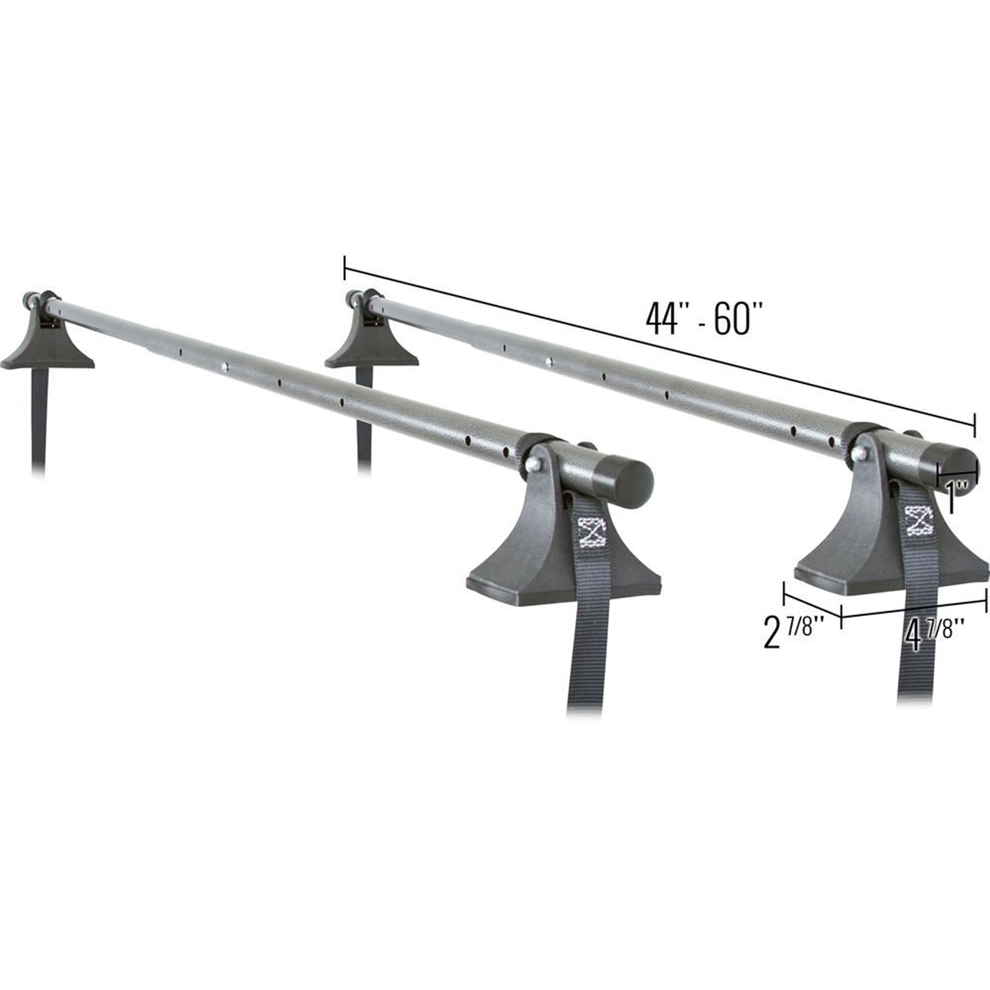Apex Steel Universal Telescoping Strap-Attached Roof Cross Bars, 44" to 60" Wide, Set of 2
