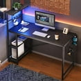 thumbnail image 3 of Bestier 44 in Rectangular Black Grained Gaming Desk with RGB LED Lights Computer Desk with 4 Tier Storage Shelves and Hooks, 3 of 7