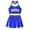 A Royal Blue, variant on Alvivi Kids Girls Ceerleading Costume Halter Neck Crop Top Pleated Skirt Outfits 2Pcs 6-16