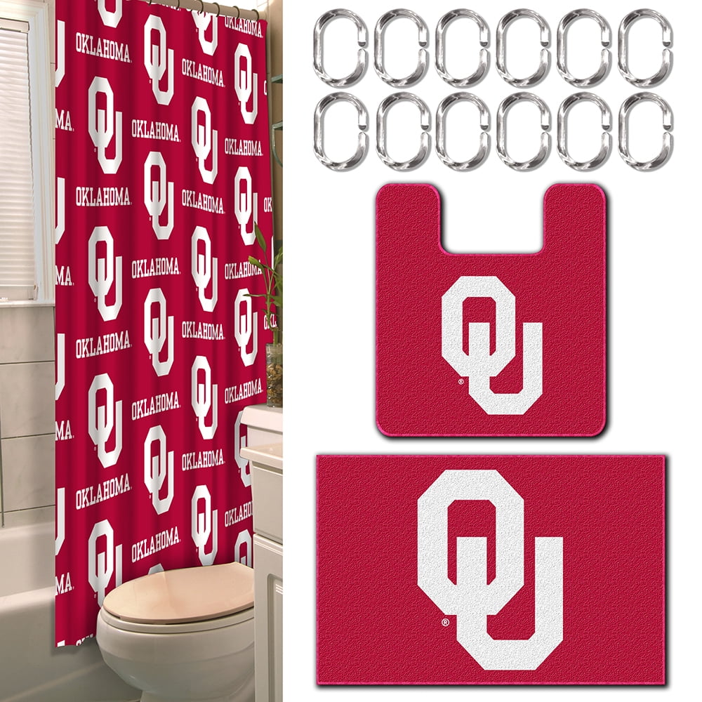 NCAA University of Oklahoma Decorative Bath Collection 12pc Shower Hooks