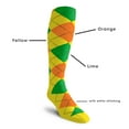 thumbnail image 2 of Golf Knickers Colorful Knee High Argyle Cotton Socks For Men Women and Youth - 5F: Yellow/Orange/Lime - Youth, 2 of 2