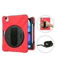thumbnail image 3 of KIQ iPad Air 10.9 Pro 11 1st 2nd 3rd Gen Case, Heavy Duty Shield Hand/Palm Grip Strap Shoulder Strap Sling for Apple iPad Air 4 / 5 Pro 11 2018/2020/2021 [Shield Red], 3 of 9