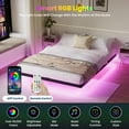 thumbnail image 5 of Lusimo Floating Bed Frame with LED Lights Full Size Metal Platform Bed Frame with 6.1" Under Bed Storage Space No Box Spring Needed, Black, 5 of 10