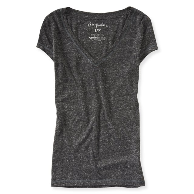 Camiseta básica Aeropostale Heathered Core para mujer color negro extragrande