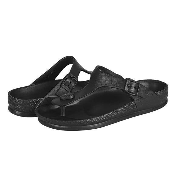 FUNKYMONKEY EVA Flip Flops Waterproof Adjustable Thong Sandals for Mens and Womens (9 M US, Black/Women)