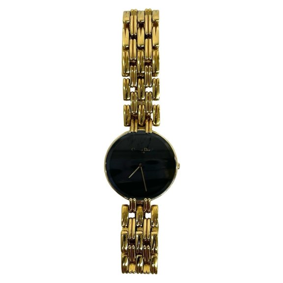 Pre-Owned Christian Dior Vintage Baghira GP Quartz Watch Gold Black 38257